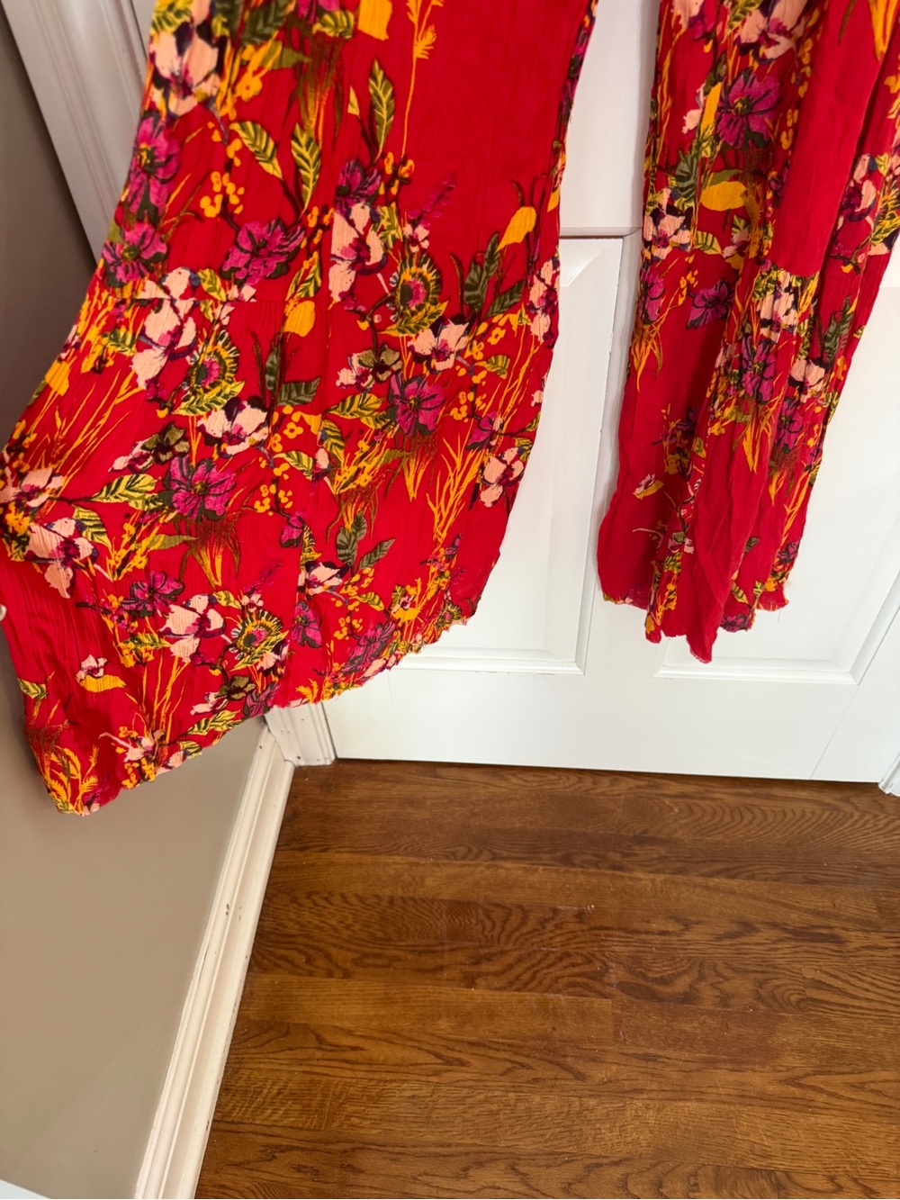 New! Free People FP One Aloha Printed Wide-Leg Pants Red Size S 25799 - Picture 8 of 16